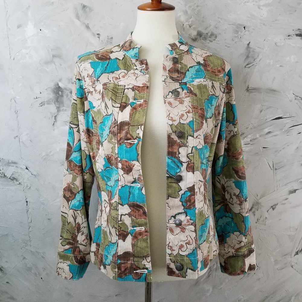 AUDITIONS by Chico's Blue, Green and Brown Blazer Jacket